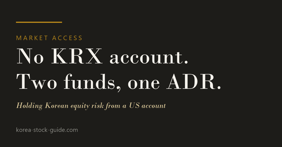 Card reading No KRX account, two funds one ADR, on holding Korean equity risk from a US account, from korea-stock-guide.com