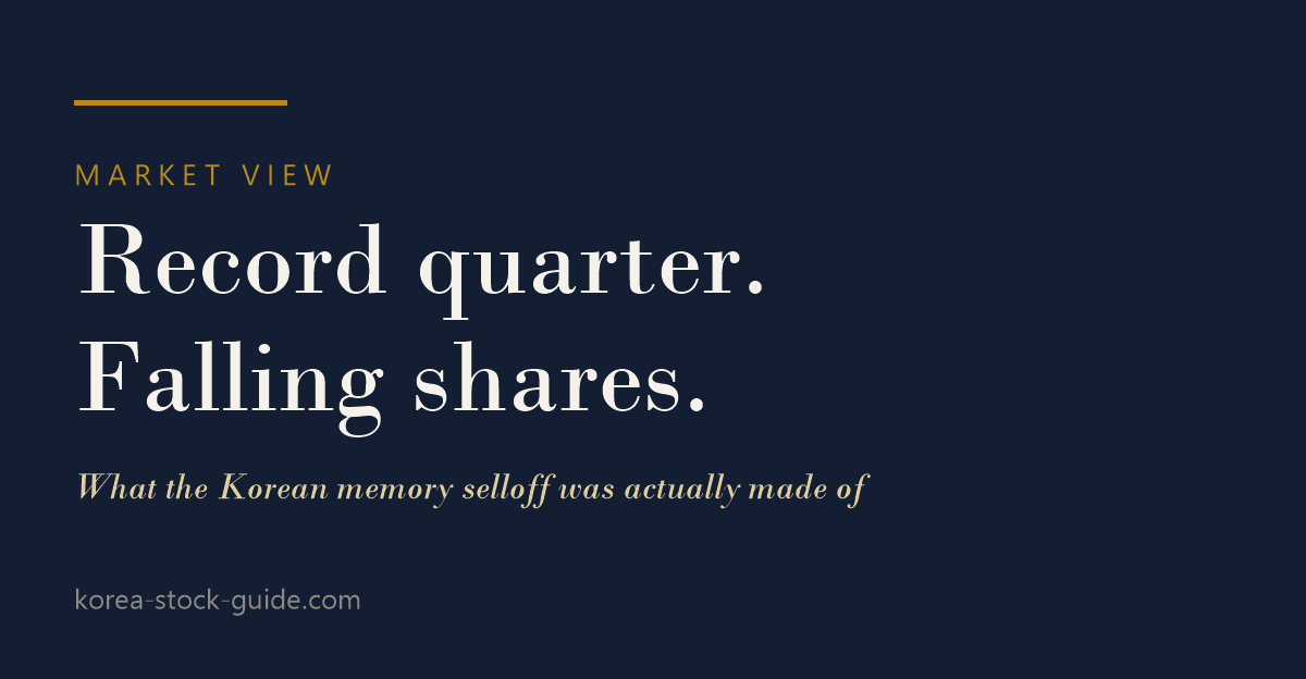 Card reading Record quarter, falling shares, on what the Korean memory selloff was made of, from korea-stock-guide.com